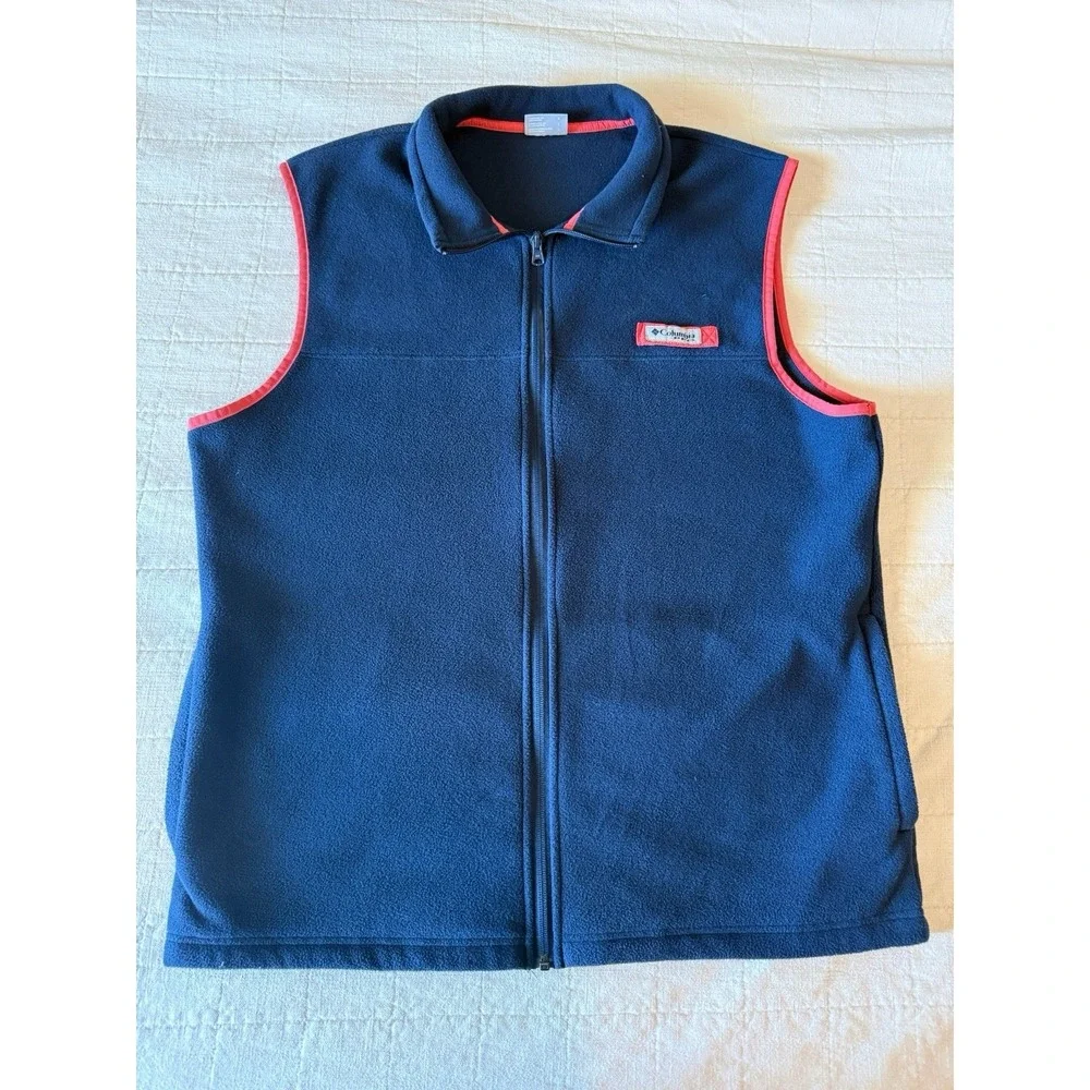 Columbia Sportswear Fleece‎ Navy Blue Full Zip Vest Kid's Size Large Boys